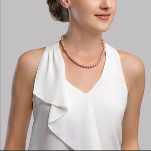 🆕6-6.5MM Natural Pink Necklace Genuine Pearl